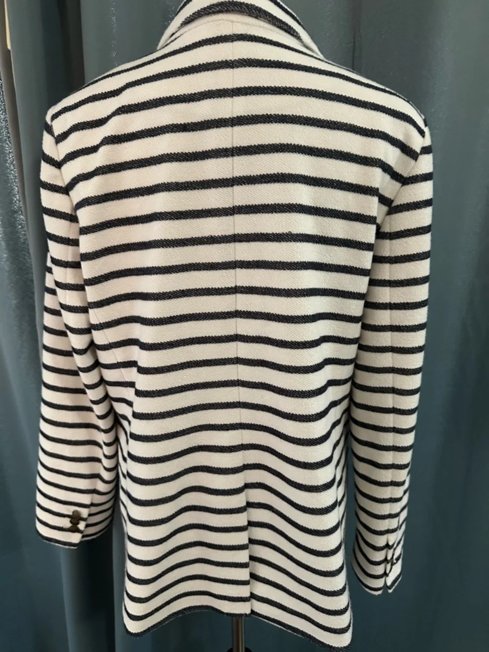 LOFT Striped Blazer Women Size 12 Navy White Knit Jacket Nautical Career Casual - Picture 6 of 8